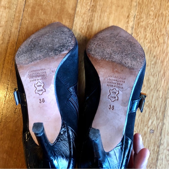 Mimco black suede and leather heeled ankle boots - Picture 8 of 8